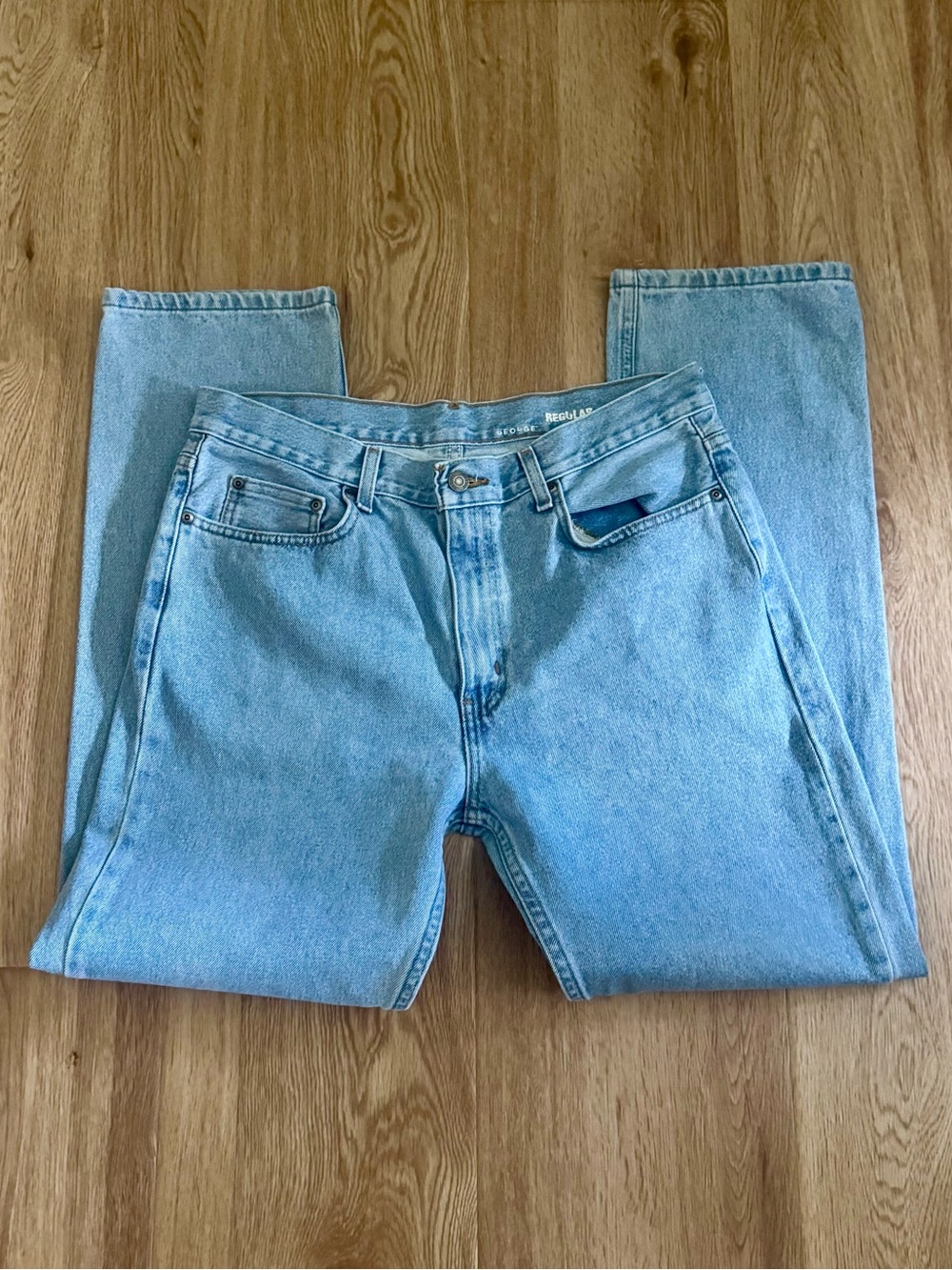 George Men’s Light Wash Blue Regullar Fit Jeans 34x32 100% Cotton